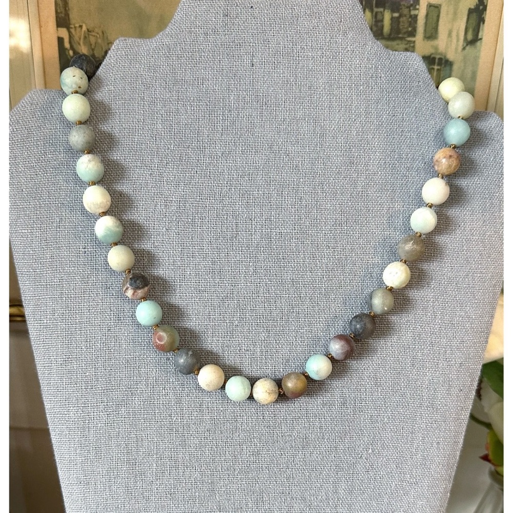 Colorful Amazonite Beaded Necklace in Green Hues